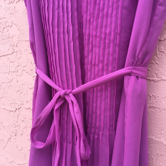 White House Black Market Fuchsia Pintuck Sleeveless High Low Dress Size 12 - Picture 10 of 11